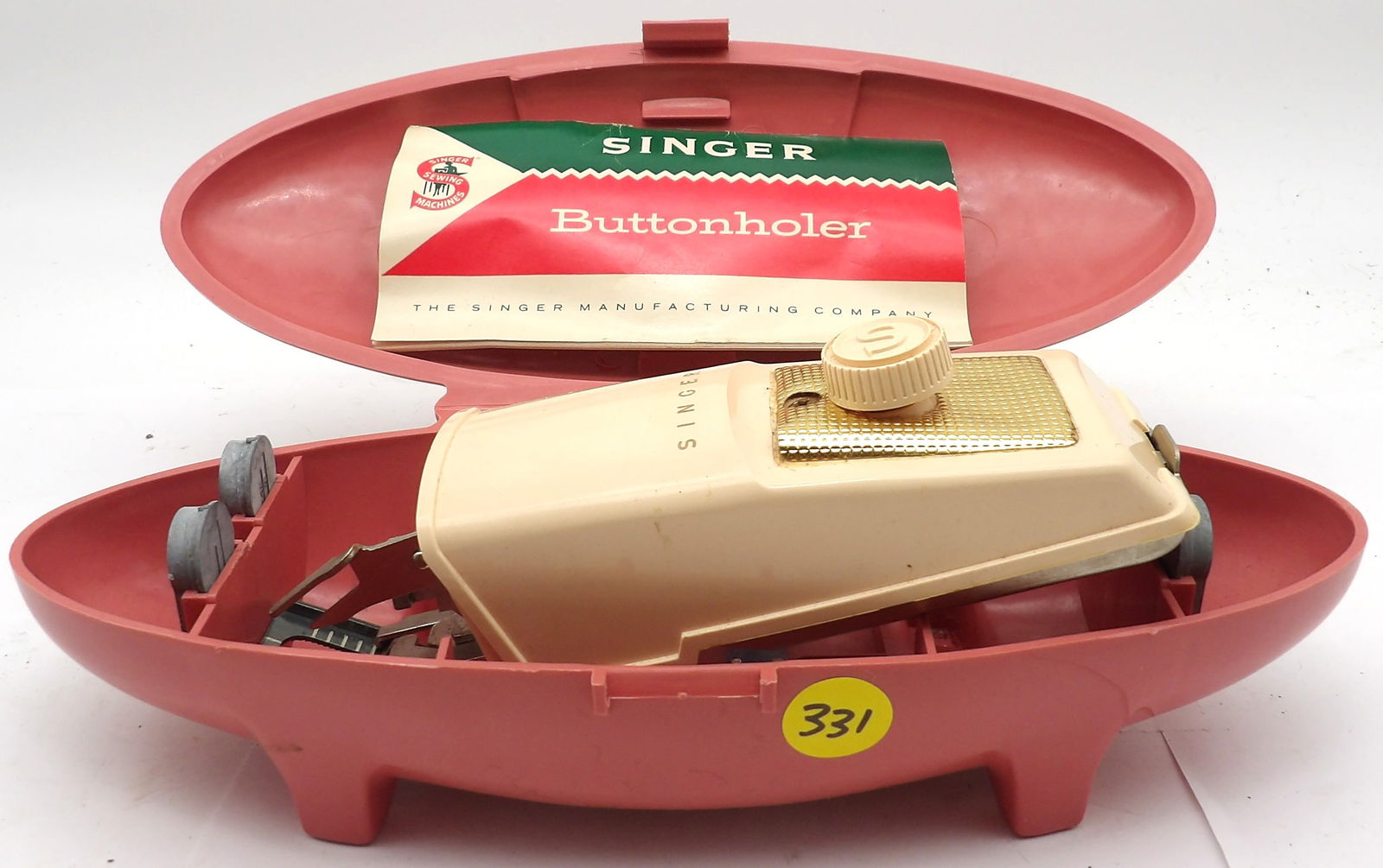 VINTAGE SINGER BUTTONHOLER IN CASE W/ BOOKLET (1 of 2)