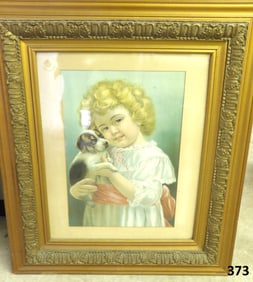 FRAMED ART PRINT “A GIRL AND HER DOG”