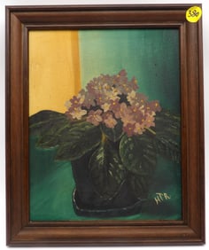 FRAMED PAINTING OF PLANT – SIGNED BY ARTIST “HTR”