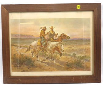 HW HANSAN “QUESTIONABLE COMPANIONS” FRAMED WESTERN PRINT