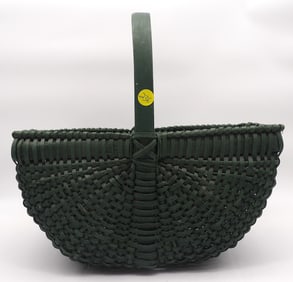 GREEN WICKER STYLE BASKET