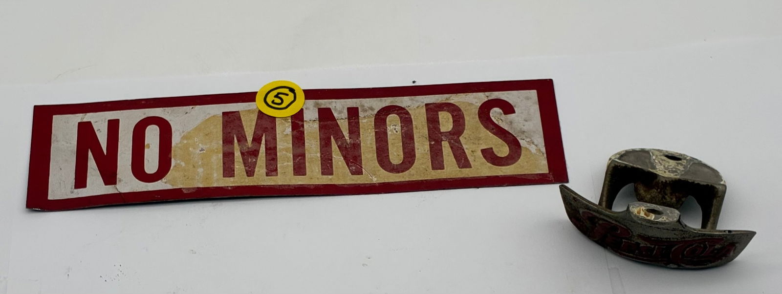 ‘NO MINORS’ SIGN & STARR X PEPSI COLA BOTTLE OPENER (1 of 2)