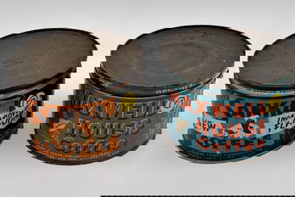 VINTAGE COFFE CANS AND ELECTRIC COFFEE PERCOLATOR