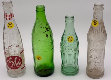VINTAGE SODA / SOFT DRINK GLASS BOTTLES – COCA COLA, TRU-ADE, MAR-MAT