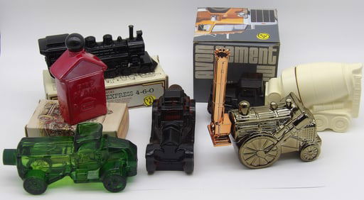 TRUCK AFTERSHAVE / BUBBLE BATH BOTTLES (FULL AND IN BOX) RAILROAD AFTERSHAVE BOTTLES (FULL AND IN