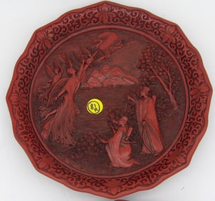 1981 RED CINNABAR LAQUER PLATES – “LEGEND OF THE PEACOCK MAIDEN” SERIES