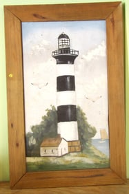 FRAMED BODIE ISLAND LIGHTHOUSE PAINTING