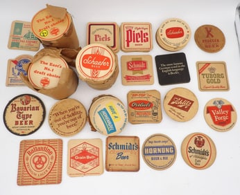 VINTAGE BEER COASTERS (APPROX. 300)