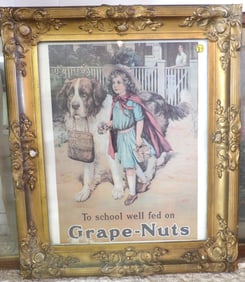 VINTAGE FRAMED GRAPE NUTS ADVERTISEMENT