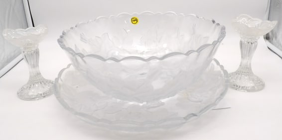 MISAKA STUDIO NOVA WINTER ROSE CRYSTAL CENTERPIECE BOWL, TRAY, AND ‘SOUTHERN GARDEN’