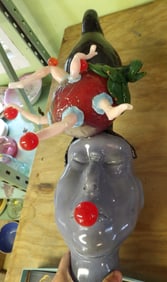 UNIQUE BLOWN GLASS HEAD SCULPTURE