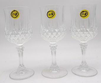 CRISTAL D’ ARQUES LONGCHAMP SET – WINEGLASSES (18), CHAMPAGNE FLUTES (9), SHERRY GLASSES