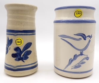 OLDE CAPE COD STONEWARE PITCHER & PLASKET STONEWARE VASE