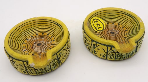 NADER COPPER CHAFING DISH AND MAYAN STYLE INCENSE BURNERS (2)