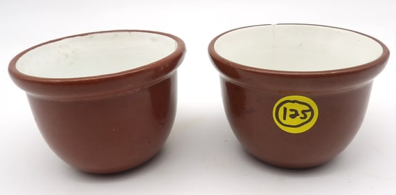 BROWN GLAZED CUSTARD CUPS