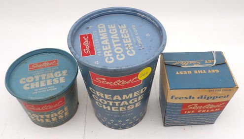 VINTAGE COTTAGE CHEESE & ICE CREAM CONTAINER LOT