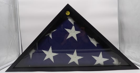 FRAMED AMERICAN FLAG IN MEMORIAL CASE