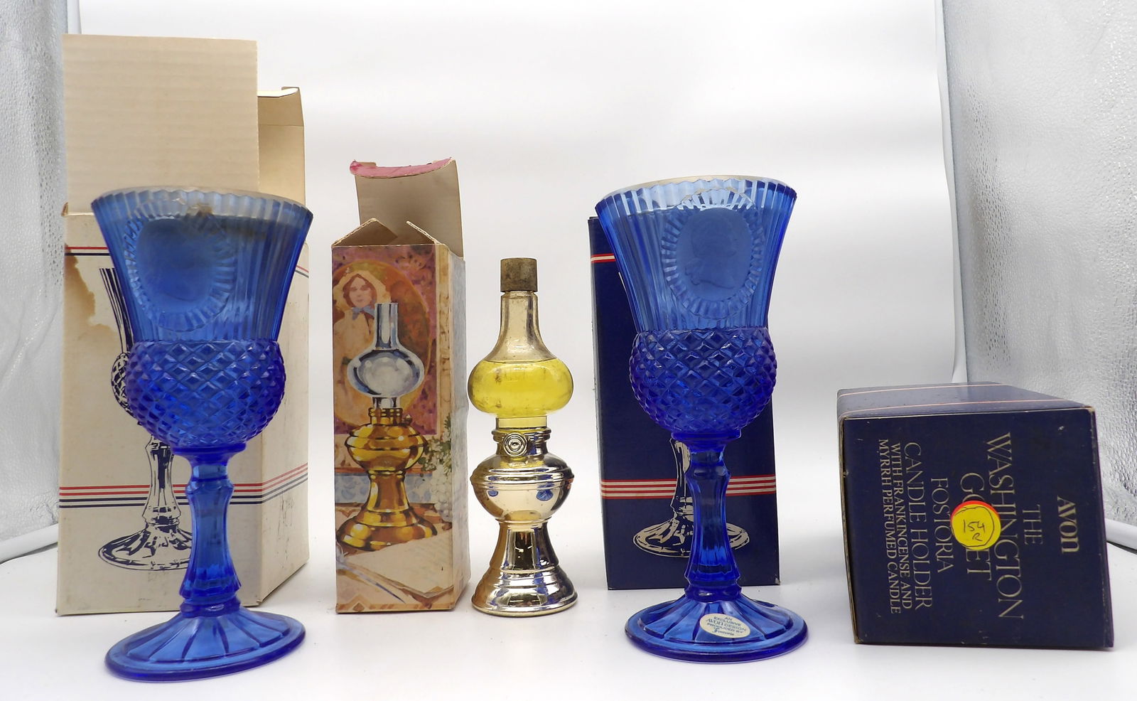 AVON WASHINGTON GOBLET FOSTORIA CANDLE HOLDER W/ FRANKENCENSE & MYRRH PERFUMED CANDLE (X7), MARTHA (1 of 2)