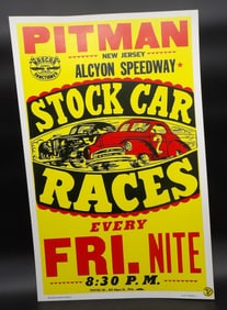 PITMAN ALCYON SPEEDWAY REPRO POSTER & ALCYON SPEEDWAY “50TH ANNIVERSARY” FELT POSTER