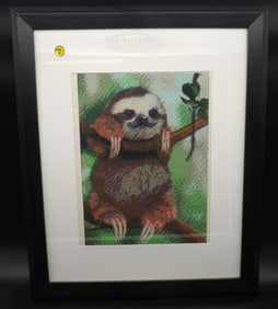 FRAMED SLOTH BEAD ART