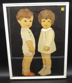 FRAMED RIBBON DOLL ART – TWO CHILDREN