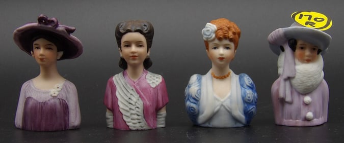 AVON “AMERICAN LADIES OF FASHION” BISQUE PORCELAIN THIMBLES