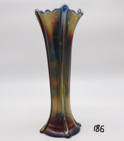 MORNING GLORY VASE IMPERIAL – Vintage Amethyst Carnival Glass Vase, Morning Glory Design