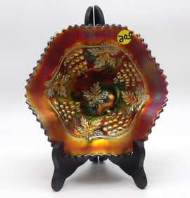 GRAPE LEAF AMETHYST RUFFLED BOWL NORTHWOOD