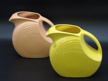 FIESTAWARE LARGE DISK PITCHERS (2) – APRICOT AND YELLOW