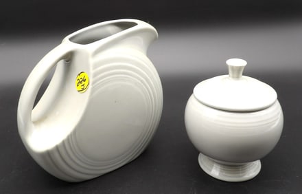 FIESTAWARE DISK PITCHER & LIDDED SUGAR BOWL – PEARL GRAY