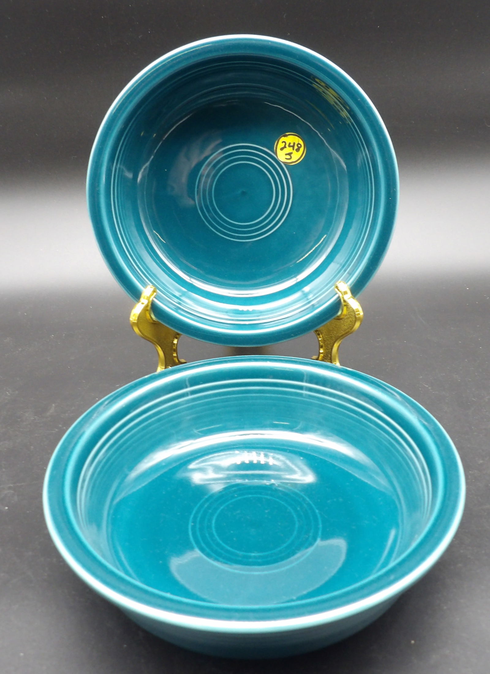 FIESTAWARE COUPE SOUP BOWLS (2) – JUNIPER: This duo of collectible Fiestaware soup bowls comes in the Juniper glaze.