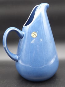 RUSSEL WRIGHT ONEIDA MANATOGA BLUE STONEWARE PITCHER