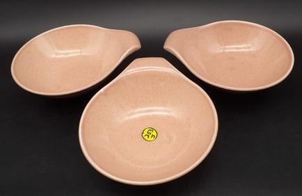 RUSSEL WRIGHT AMERICAN MODERN LUG HANDLE BOWLS (3) - CORAL