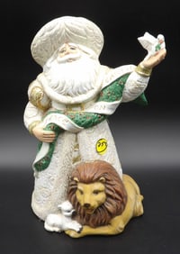 VINTAGE GARE CERAMIC OLD-WORLD SANTA WITH LION, LAMB, AND DOVE
