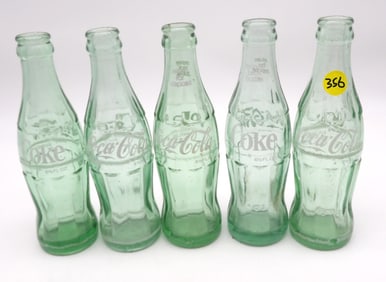 VINTAGE COCA COLA GREEN GLASS HOBBLESKIRT BOTTLES (22)