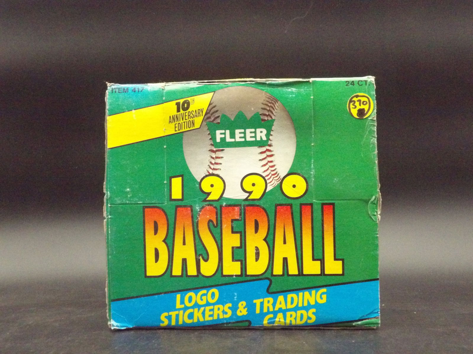 1990 FLEER BASEBALL TRADING CARDS & LOGO STICKERS COMPLETE BOX WITH 24 SEALED PACKS (1 of 2)