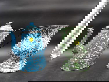 ENAMELWARE SPLATTER PATTERN COMPOTE & COFFEE POT