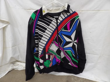 VINTAGE BOB MACKIE WEARABLE ART SILK BOMBER JACKET