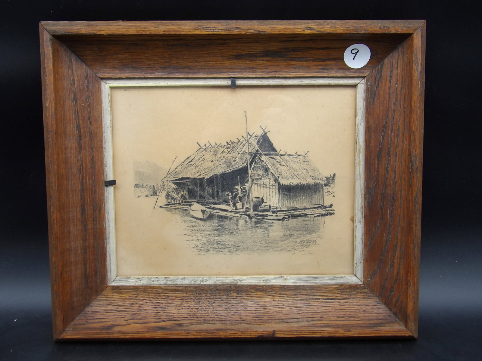 Vietnam Trench-Style Art: This framed trench-style art was created, dated, and signed by a US soldier in Vietnam.Measures:12" x 14"