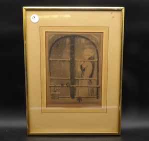 Framed Ichart Etching Print "Winter" - signed by artist