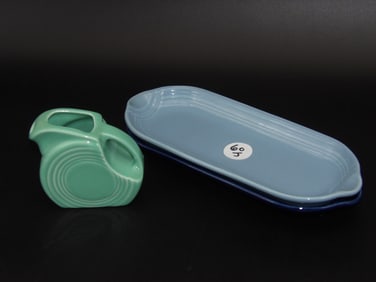 Fiesta Celery Dishes (2) & Mini Disc Pitcher