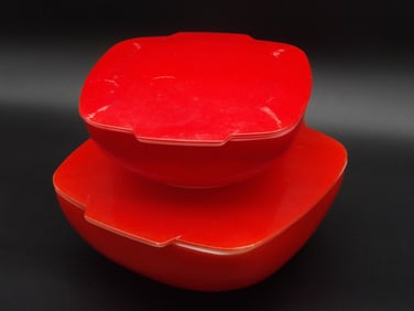 Pyrex Red Square Hostess Casserole Dish & Pyrex 525B Red Hostess Casserole Dish