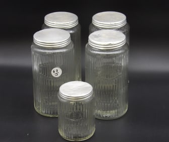Hoosier Cabinet Glass Jars (5)