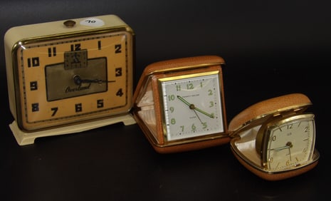 Vintage Alarm Clock Lot (3) - Ingraham Overland, Phinney-Walker, Elgin