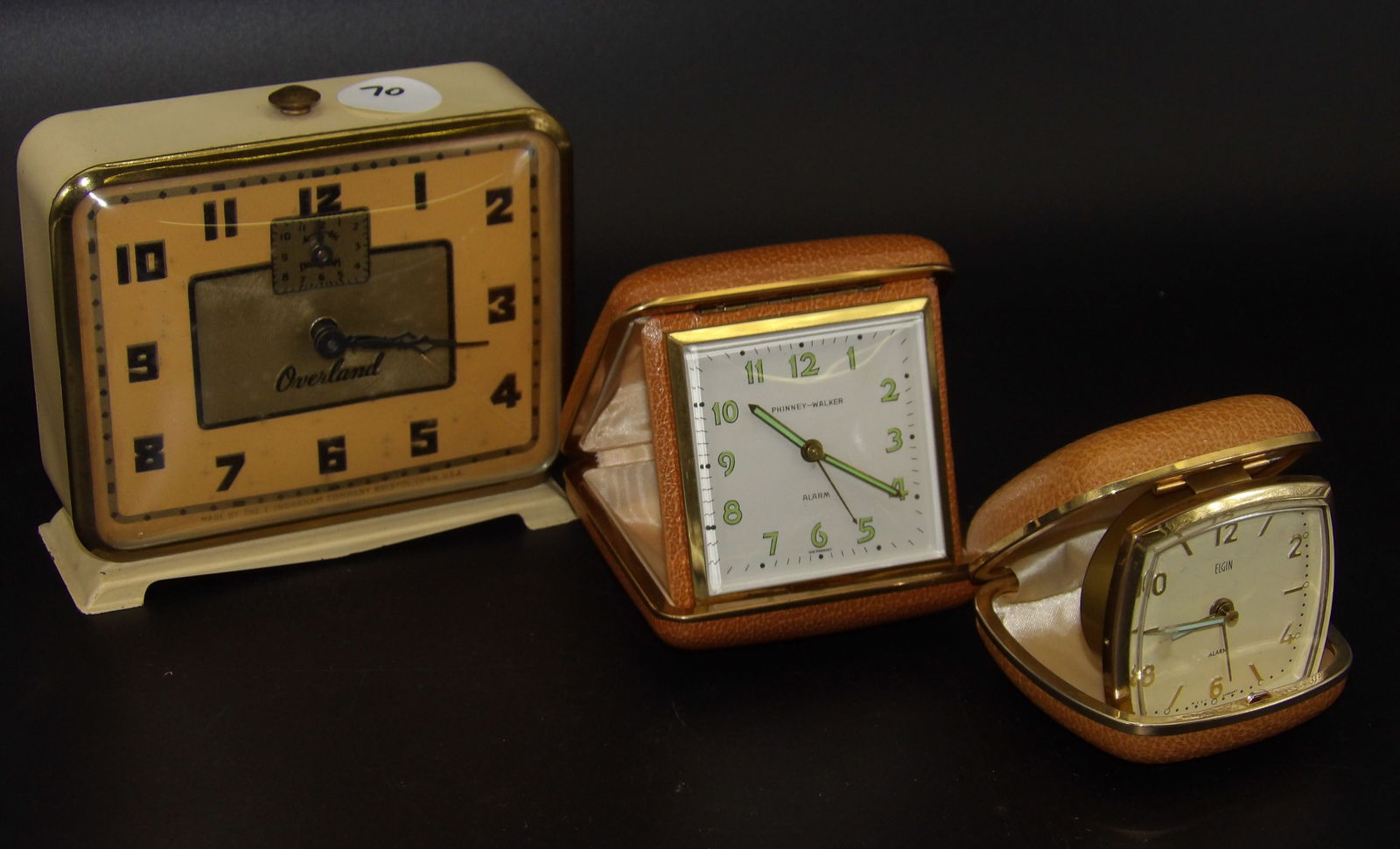 Vintage Alarm Clock Lot (3) - Ingraham Overland, Phinney-Walker, Elgin (1 of 8)