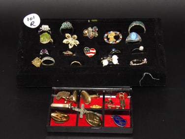 Vintage Ring, Charms, Buttons, Pins Lot