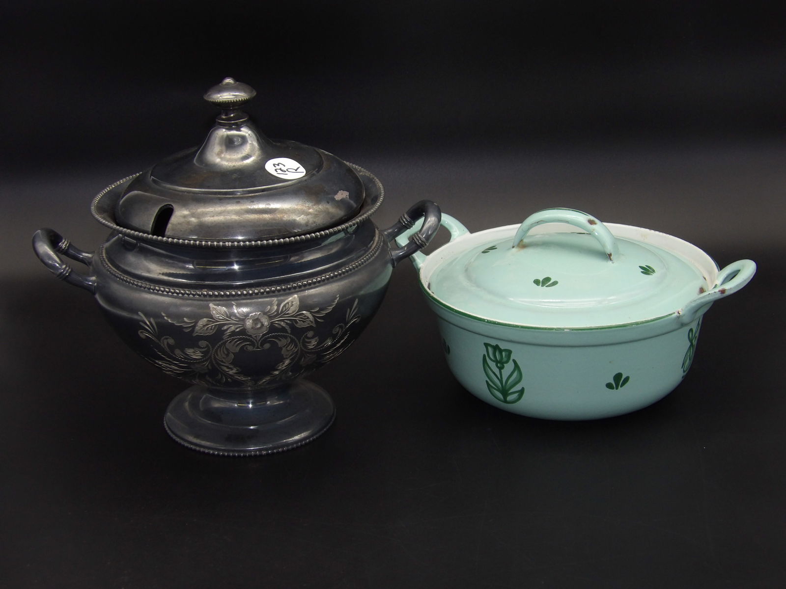 Silver Plated Covered Serving Dish & Dru Holland Enameled Cast Iron Dutch Oven (1 of 4)