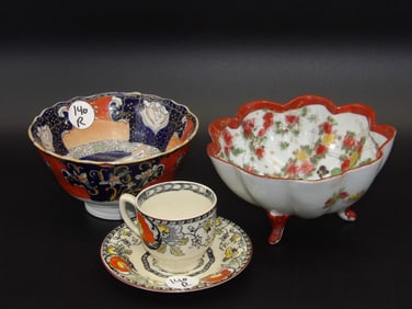 Kutani-style Geishaware Footed Bowl, Masons Ironstone Ianari-style Porcelain Bowl, Nantucket