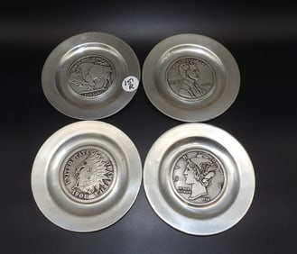 Pewter 'Coin' Plates (4)