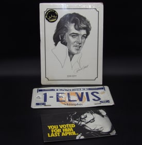 Elvis Presley Poster, License Plate, Stamp Ad Poster
